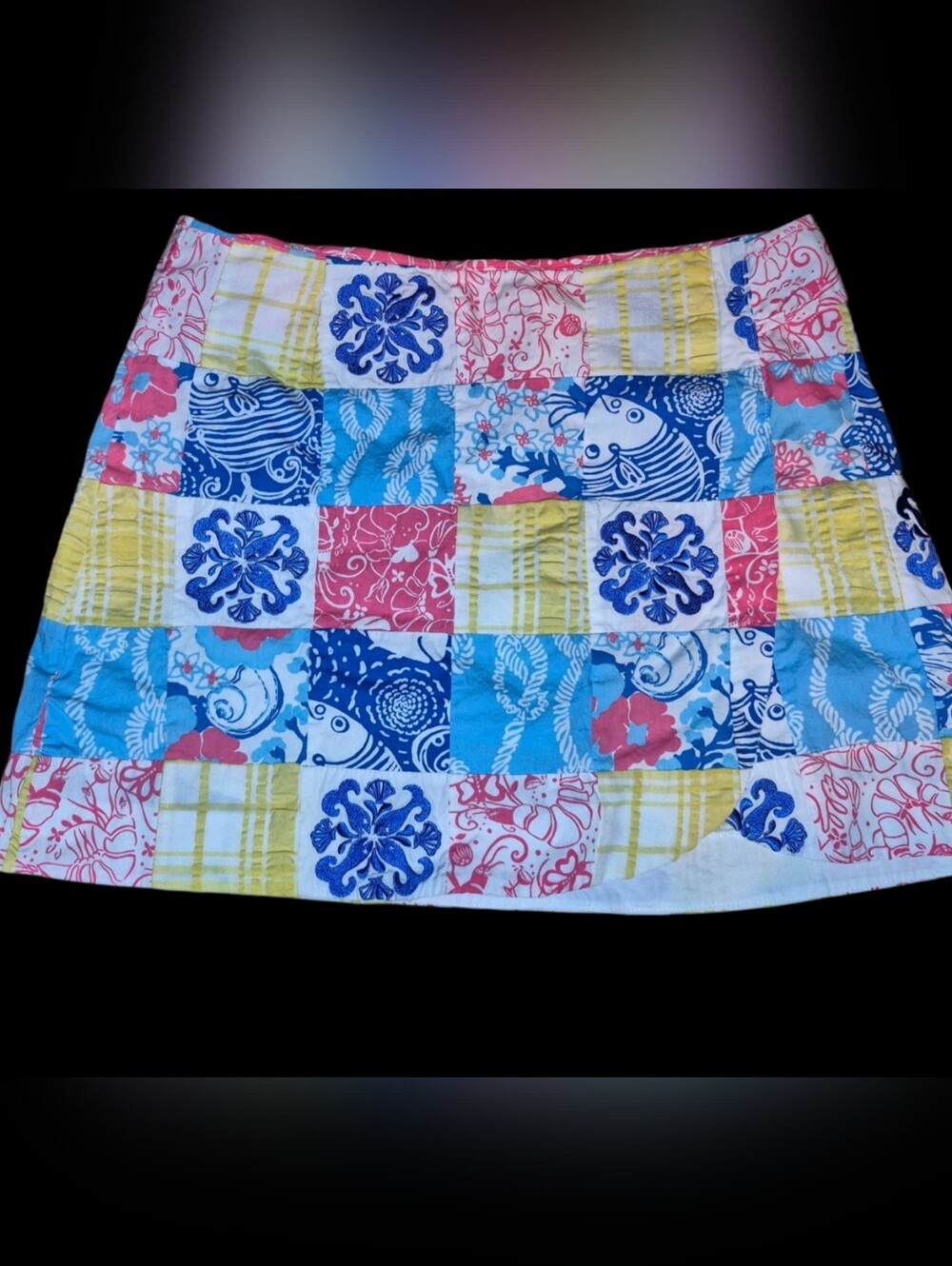 Lilly Pulitzer Patchwork Mini Skort - Blue, Pink, Yellow, White